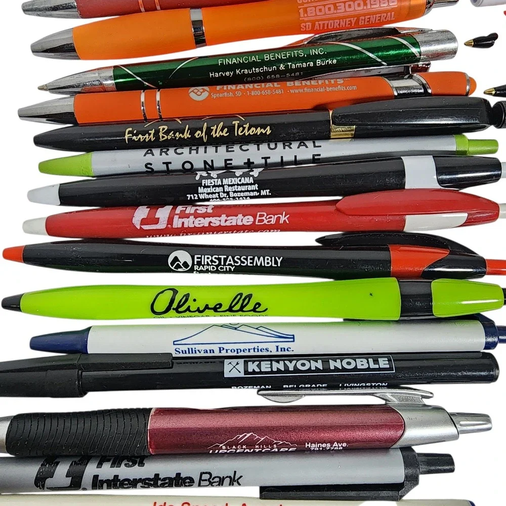 Lot of 60+ Assorted Promotional Pens Commerical‎ Bank, church, auto, cruise